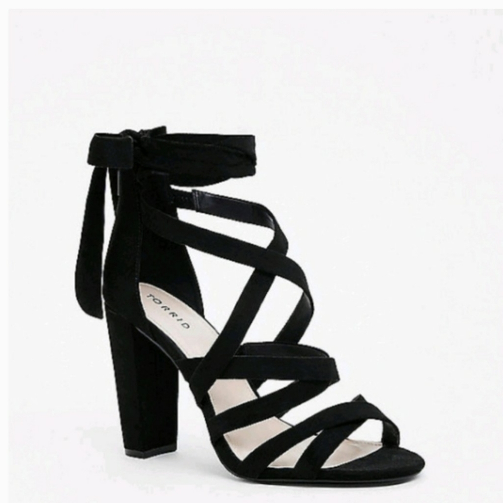 Torrid WIDE FIT strappy black lace up heel